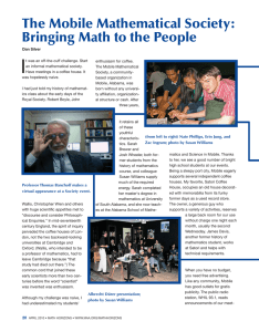 I The Mobile Mathematical Society: Bringing Math to the People