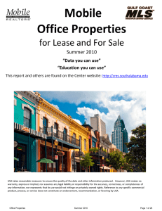 Mobile Office Properties for Lease and For Sale Summer 2010