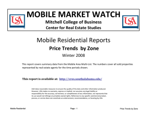 MOBILE MARKET WATCH Mobile Residential Reports  Price Trends  by Zone Mitchell College of Business