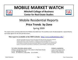 MOBILE MARKET WATCH Mobile Residential Reports Price Trends  by Zone