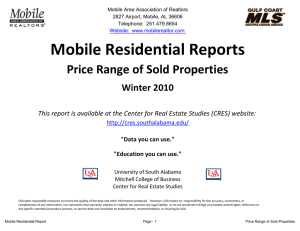 Mobile Residential Reports Price Range of Sold Properties Winter 2010