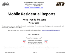 Mobile Residential Reports Price Trends  by Zone Winter 2010