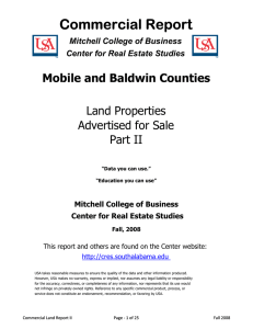 Commercial Report Mobile and Baldwin Counties Land Properties Advertised for Sale