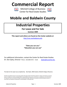 Commercial Report Mobile and Baldwin County Industrial Properties For Lease and For Sale