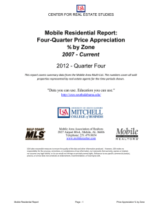 % Mobile Residential Report: Four-Quarter Price Appreciation by Zone