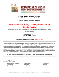 CALL FOR PROPOSALS Intersections of Race, Culture, and Health, or Mental Health