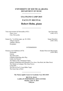 Robert Holm, piano UNIVERSITY OF SOUTH ALABAMA USA PIANO CAMP 2015 FACULTY RECITAL