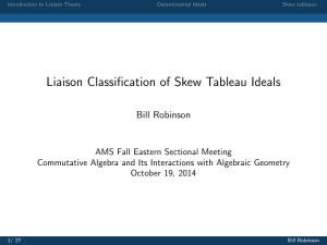 Liaison Classification of Skew Tableau Ideals Bill Robinson