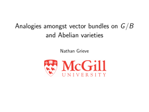 Analogies amongst vector bundles on G /B and Abelian varieties Nathan Grieve