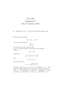MA 2326 Assignment 1 Due 27 January 2015