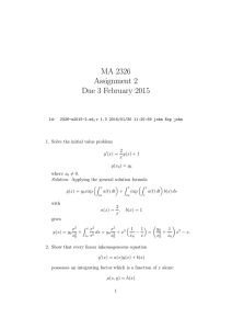 MA 2326 Assignment 2 Due 3 February 2015