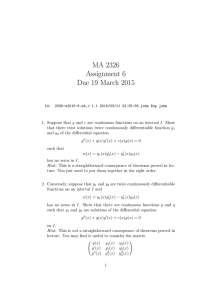 MA 2326 Assignment 6 Due 19 March 2015