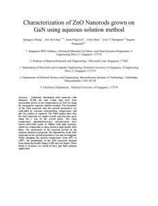 Characterization of ZnO Nanorods grown on GaN using aqueous solution method