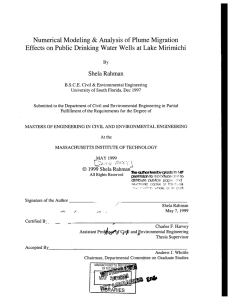 Numerical  Modeling  &amp; Analysis  of  Plume... Effects  on  Public  Drinking Water Wells ...