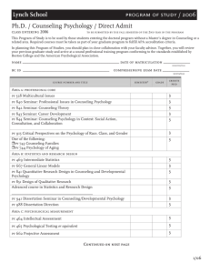 Ph.D. / Counseling Psychology / Direct Admit  class entering