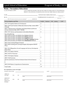 Lynch School of Education       ... M.Ed. / Secondary Education  2014
