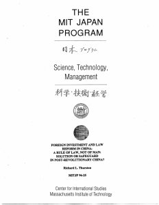 THE MIT  JAPAN PROGRAM Science,