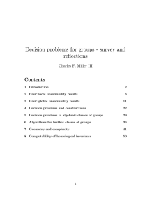 Decision problems for groups - survey and reflections Contents Charles F. Miller III