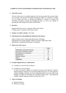 CURRICULUM OF ENGINEERING INFORMATION TECHNOLOGY MSC