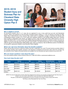 2015–2016 Student Injury and Sickness Plan for Cleveland State