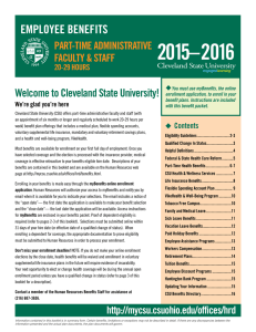 2015–2016 EMPLOYEE BENEFITS Welcome to Cleveland State University! PART-TIME ADMINISTRATIVE