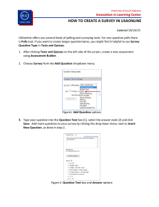 HOW TO CREATE A SURVEY IN USAONLINE Innovation in Learning Center