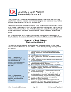 University of South Alabama Accountability Scorecard