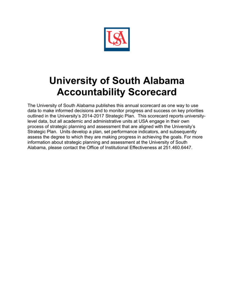 University of South Alabama Accountability Scorecard