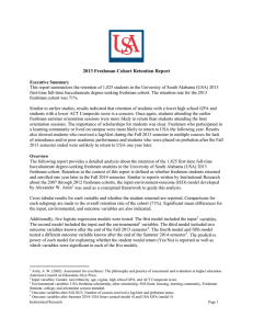 2013 Freshman Cohort Retention Report