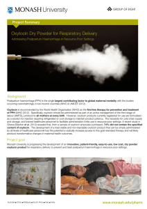 Oxytocin Dry Powder for Respiratory Delivery Project Summary Background