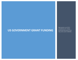 US GOVERNMENT GRANT FUNDING  Open grants as of 9/11