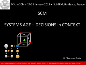 SCM SYSTEMS AGE – DECISIONS in CONTEXT Dr Shoumen Datta