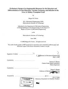 Preliminary Design  of  an Implantable Biosensor  for... Differentiation  of Acute  Rejection,  Vascular  Occlusion, ...