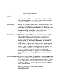 EMPLOYMENT OPPORTUNITY    Position:  Social Worker III – Adult Protective Services 