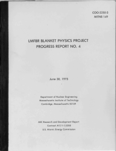 LMFBR  BLANKET  PHYSICS  PROJECT COO-2250-3 MITNE-149