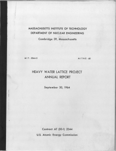 HEAVY WATER LATTICE PROJECT ANNUAL REPORT 30, MASSACHUSETTS  INSTITUTE