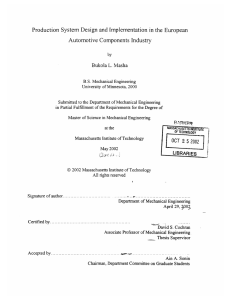 Production  System Design  and  Implementation  in... Automotive  Components  Industry Bukola  L.  Masha