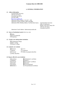 Common Data Set 2000-2001  A. GENERAL INFORMATION