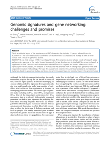 Genomic signatures and gene networking: challenges and promises INTRODUCTION Open Access