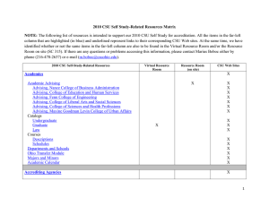 2010 CSU Self Study-Related Resources Matrix NOTE: