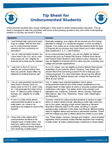 Tip Sheet for Undocumented Students