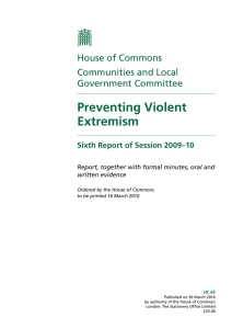 Preventing Violent Extremism House of Commons Communities and Local