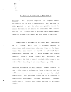Sex  Related  Differences  in  Mathematics This project explores