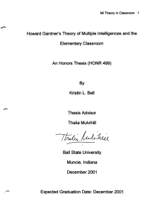 Howard Gardners Theory of Multiple Intelligences and the Elementary Classroom