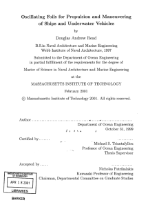 Oscillating  Foils  for  Propulsion  and ... of  Ships  and  Underwater  Vehicles