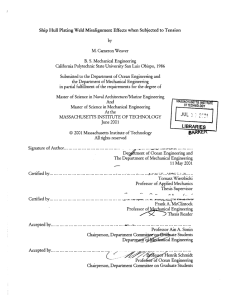 Ship Hull Plating Weld Misalignment  Effects  when Subjected ... M.  Cameron Weaver S. 1986