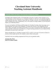 Cleveland State University Teaching Assistant Handbook