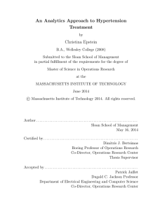 An Analytics Approach to Hypertension Treatment Christina Epstein