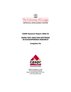 CASPR Research Report 2006-02  USING TEXT ANALYSIS SOFTWARE IN SCHIZOPHRENIA RESEARCH
