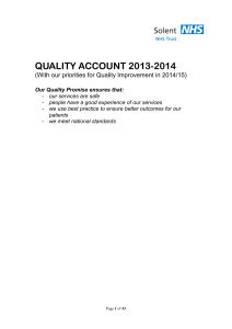 QUALITY ACCOUNT 2013-2014  (With our priorities for Quality Improvement in 2014/15)